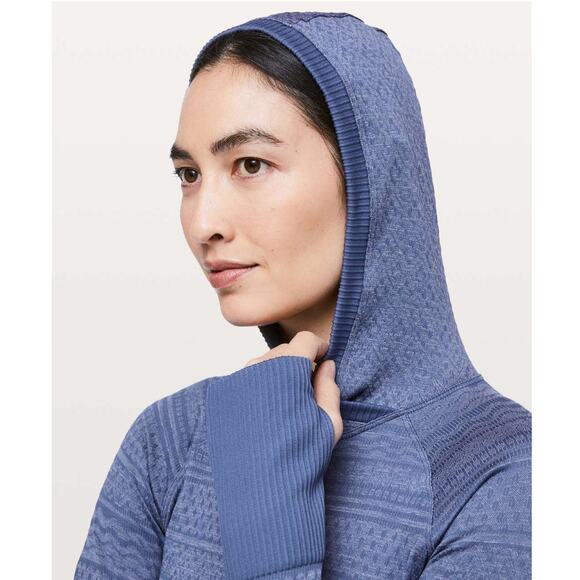 Lululemon Rest Less Hoodie Gatsby Blue White Long Sleeve Size 4 - Picture 4 of 13